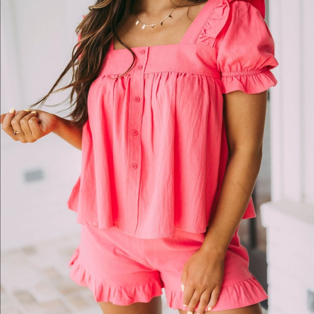 Coral Ruffle Short Set - Picture 5 of 5